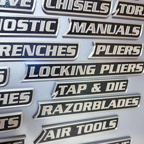 12 Pcs Magnetic Tool Box Labels,Soft Toolbox Labels,Reusable Tags, General Tool Box Organize Accessories for Steel Toolboxes, Carts, Drawers, and Cabinets,for Mechanics, Diyers (Black-Sliver) in Saudi Arabia