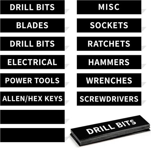 16PCS Tool Box Labels,Self-Adhesive Durable Tool Chest Organizer Labels, General Organize Accessories with Blank Tags for Family Toolbox,Tool Classification Box, Carts, Drawers, and Cabinets (Black) in Saudi Arabia