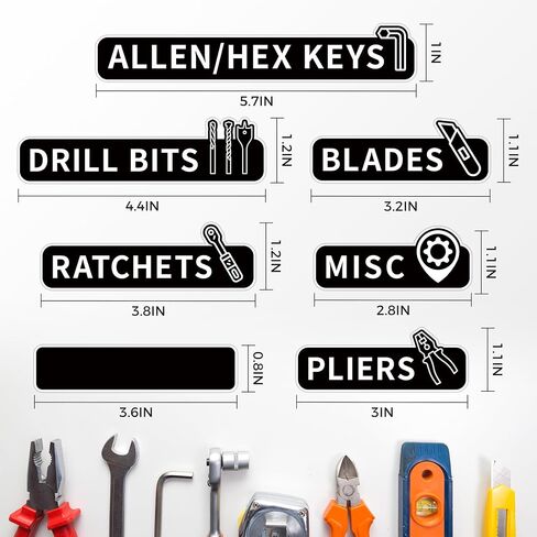 16PCS Tool Box Labels,Self-Adhesive Durable Tool Chest Organizer Labels, General Organize Accessories with Blank Tags for Family Toolbox,Tool Classification Box, Carts, Drawers, and Cabinets (Black) in Saudi Arabia