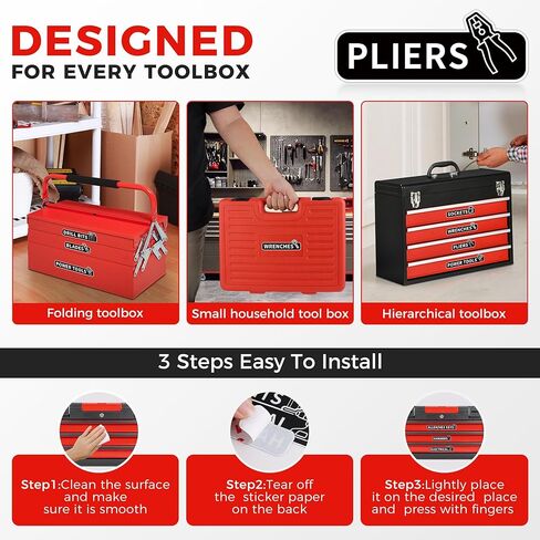16PCS Tool Box Labels,Self-Adhesive Durable Tool Chest Organizer Labels, General Organize Accessories with Blank Tags for Family Toolbox,Tool Classification Box, Carts, Drawers, and Cabinets (Black) in Saudi Arabia