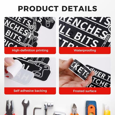16PCS Tool Box Labels,Self-Adhesive Durable Tool Chest Organizer Labels, General Organize Accessories with Blank Tags for Family Toolbox,Tool Classification Box, Carts, Drawers, and Cabinets (Black) in Saudi Arabia