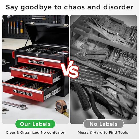 16PCS Tool Box Labels,Self-Adhesive Durable Tool Chest Organizer Labels, General Organize Accessories with Blank Tags for Family Toolbox,Tool Classification Box, Carts, Drawers, and Cabinets (Black) in Saudi Arabia