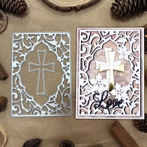 Lace Rectangle Frame Metal Die Cuts,Easter Cross Lace Frame Festival Cutting Dies Cut Stencils for DIY Photo Decorative Embossing Paper Dies for Scrapbooking Card Making in Kuwait