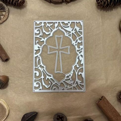 Lace Rectangle Frame Metal Die Cuts,Easter Cross Lace Frame Festival Cutting Dies Cut Stencils for DIY Photo Decorative Embossing Paper Dies for Scrapbooking Card Making in Kuwait