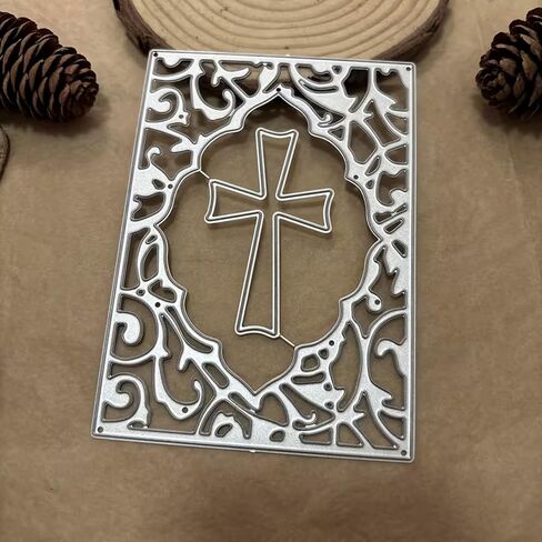 Lace Rectangle Frame Metal Die Cuts,Easter Cross Lace Frame Festival Cutting Dies Cut Stencils for DIY Photo Decorative Embossing Paper Dies for Scrapbooking Card Making in Kuwait