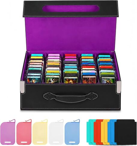 MTG Commander Deck Box with Handle, 5 Row Trading Card Storage Box for Toploaders, Portable TCG Card Organizer Case for MTG Decks & Collectible Cards in Kuwait