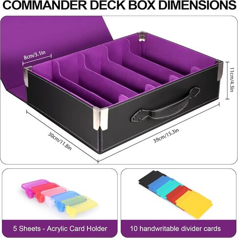 MTG Commander Deck Box with Handle, 5 Row Trading Card Storage Box for Toploaders, Portable TCG Card Organizer Case for MTG Decks & Collectible Cards in Kuwait