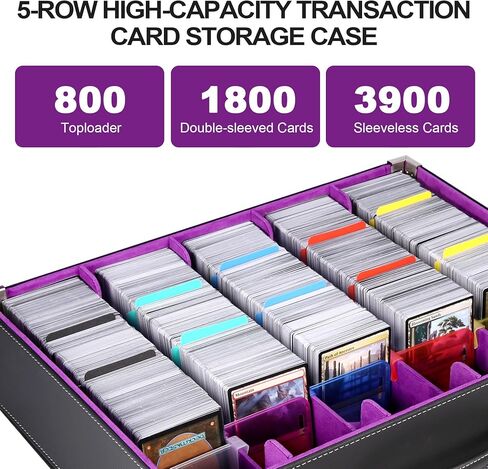 MTG Commander Deck Box with Handle, 5 Row Trading Card Storage Box for Toploaders, Portable TCG Card Organizer Case for MTG Decks & Collectible Cards in Kuwait