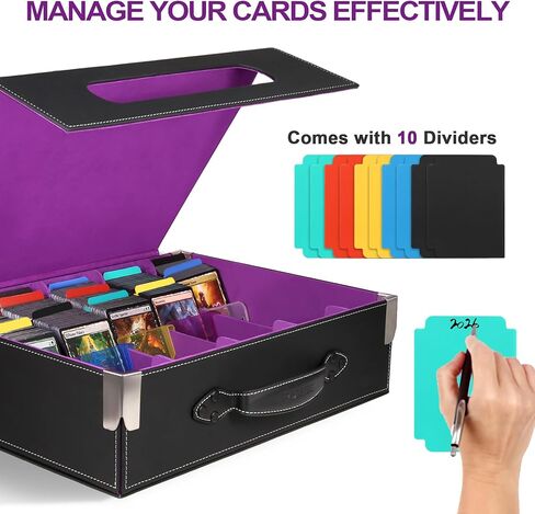 MTG Commander Deck Box with Handle, 5 Row Trading Card Storage Box for Toploaders, Portable TCG Card Organizer Case for MTG Decks & Collectible Cards in Kuwait