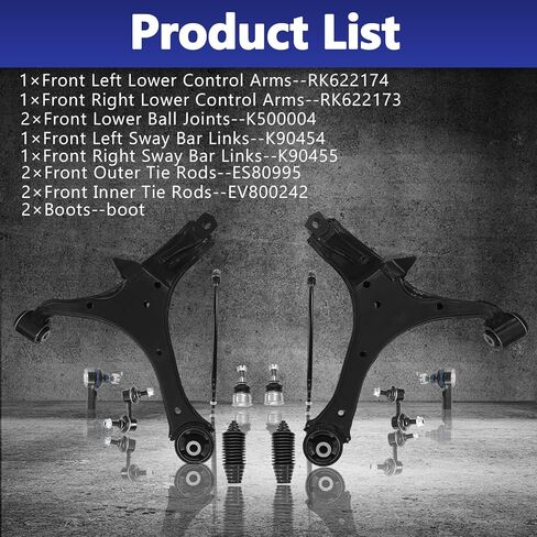Front Lower Control Arm w/Ball Joint Tie Rod Sway Bar Boot Suspension Kit Replacement For 2003-2011 Honda Element-12 Pcs in Kuwait