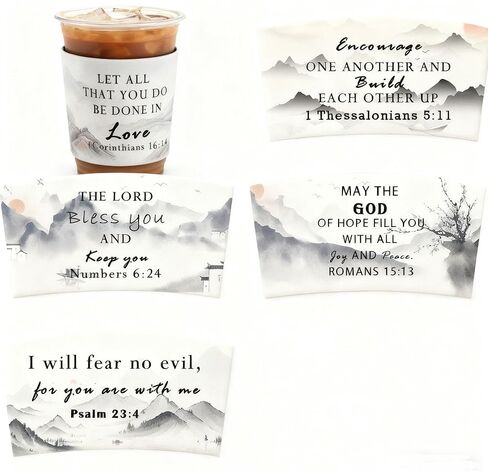 wootile Bible Verse Paper Coffee Cup Sleeves 25 Pack Disposable Coffee Sleeves Hot Drink Holder for Paper Cups Drink Beverage Cup Wrap for Coffee in Saudi Arabia