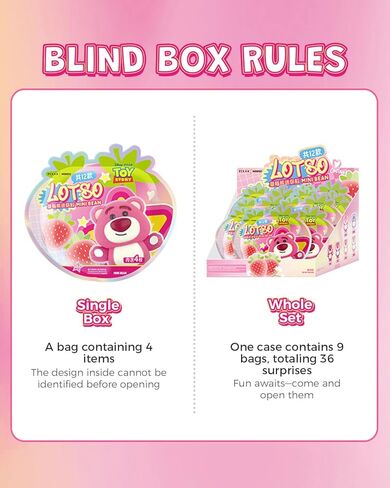 MINISO Disney Lotso Strawberry Bear 4 في 1 صندوق أعمى صغير من الفينيل لعبة قطيفة صندوق المفاجآت نموذج تصميم عشوائي لعبة قابلة للتجميع لديكور المنزل وهدايا عيد الميلاد (شخصية واحدة عشوائية) in Kuwait