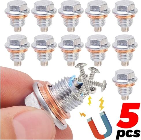 1/2/3/5Set Car Magnetic Oil Drain Screw Gasket M12 *1.25 Auto Engine Accessories(2set) in Saudi Arabia
