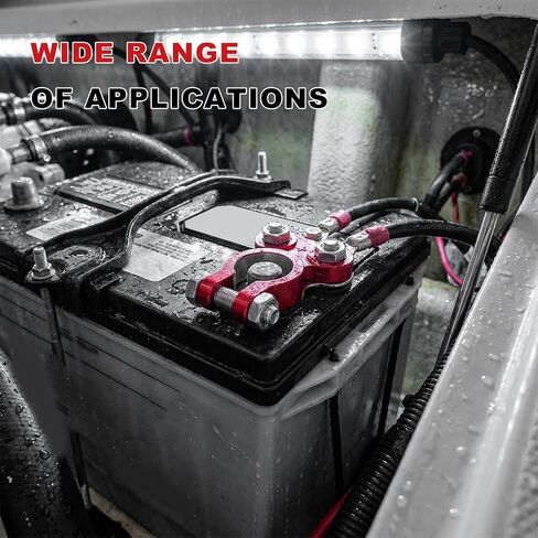4PCS Battery Terminals Connector Set, Positive & Negative Battery Cable Ends Connector with Anti-Corrosion Washers, Color Coded Top Post Terminal Clamps for Truck RV Marine in Saudi Arabia