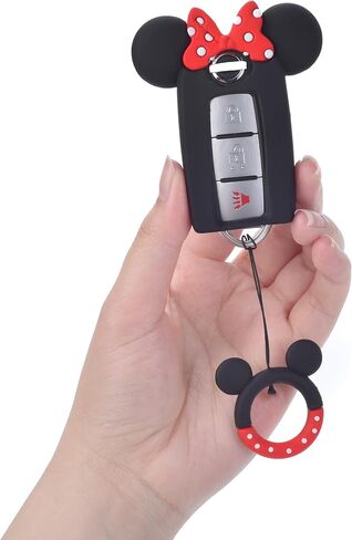 Cute Cartoon car Key Protection Cover, Compatible with Nissan Altima Maxima Sentra Armada Pathfinder Rogue Smart Remote Key and Key 2/3/4/5 Button - Black in Saudi Arabia