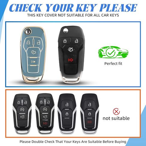 MILD EAST for Ford Key Fob Cover, for 4-Button Flip Key Only, Durable TPU Fit for Ford Fusion Bronco F-150 F-250 F-350 F-450 F-550 Ranger Figo (Gold-Blue) in Kuwait