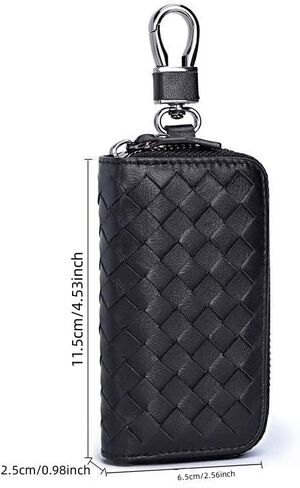 1PC 1PC Men's Woven Car Key Case, Large Capacity Zipper Key Holder with Key Hook for Keys, Cards and Daily Carry, Blackishgreen in Kuwait