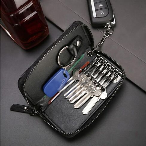 1PC 1PC Men's Woven Car Key Case, Large Capacity Zipper Key Holder with Key Hook for Keys, Cards and Daily Carry, Blackishgreen in Kuwait
