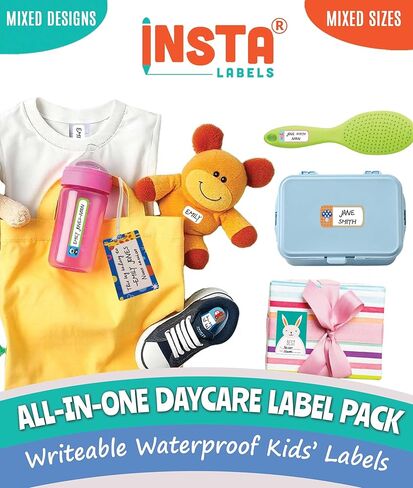 All-in-one Daycare Labels Essentials Pack - 168 Waterproof Name Labels for Kids Stuff Daycare, Clothing Name Stickers for Kids, Baby Bottle, Name Tags for Clothing, Gift Label Sticker & Bag Tags in Saudi Arabia