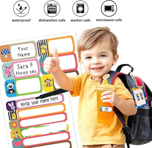 All-in-one Daycare Labels Essentials Pack - 168 Waterproof Name Labels for Kids Stuff Daycare, Clothing Name Stickers for Kids, Baby Bottle, Name Tags for Clothing, Gift Label Sticker & Bag Tags in Saudi Arabia