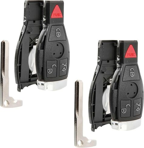 Key Fob Remote Shell Case Cover Chrome Replacement for 1997 1998 1999 2000 2001 2002 2003 2004 2005 2006 2007 2008 2009 2010 2011 2012 2013 2014 Mercedes Benz (IYZ-3312) No Programming Required in Kuwait