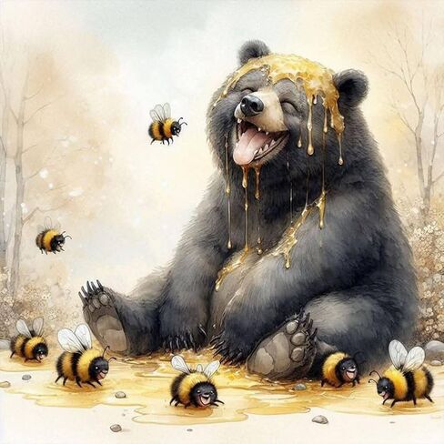 Anuver Diamond Art Kits for Adult, Bear Round Diamond Painting Kit for Beginners, 5D DIY Full Drill Diamond Gem Craft Painting Home Wall Decoration, 12x12 Inch in Kuwait