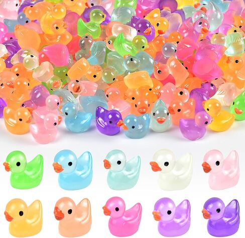 150Pcs Mini Resin Ducks Luminous Mini Ducks Glow in The Dark, Tiny Ducks to Hide, Little Ducks, Miniature Ducks for Garden Micro Landscape DIY Craft Accessories Ornament Charms Party Toys in Saudi Arabia