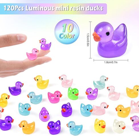 150Pcs Mini Resin Ducks Luminous Mini Ducks Glow in The Dark, Tiny Ducks to Hide, Little Ducks, Miniature Ducks for Garden Micro Landscape DIY Craft Accessories Ornament Charms Party Toys in Saudi Arabia