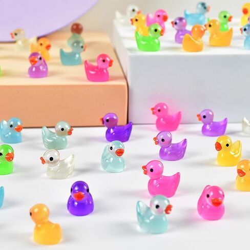150Pcs Mini Resin Ducks Luminous Mini Ducks Glow in The Dark, Tiny Ducks to Hide, Little Ducks, Miniature Ducks for Garden Micro Landscape DIY Craft Accessories Ornament Charms Party Toys in Saudi Arabia