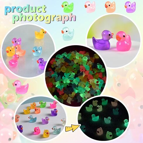 150Pcs Mini Resin Ducks Luminous Mini Ducks Glow in The Dark, Tiny Ducks to Hide, Little Ducks, Miniature Ducks for Garden Micro Landscape DIY Craft Accessories Ornament Charms Party Toys in Saudi Arabia