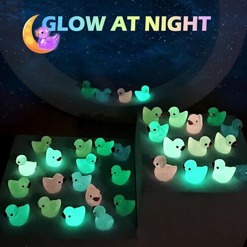 150Pcs Mini Resin Ducks Luminous Mini Ducks Glow in The Dark, Tiny Ducks to Hide, Little Ducks, Miniature Ducks for Garden Micro Landscape DIY Craft Accessories Ornament Charms Party Toys in Saudi Arabia