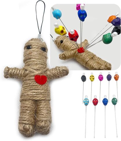 Voodoo Doll Set Includes Horror Doll, 9 Skull Pins, Ghost-Themed Soft Revenge Dammit Creepy Pin Holder with Resin and Metal Straight Pins for Stress Relief in Saudi Arabia