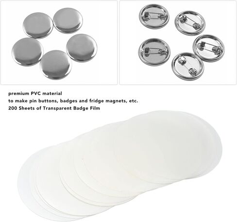 200pcs 58mm Circle Mylars Button Maker Supplies, 2.3inch Plastic Badge Protective Films Button Pin Maker for Arts Crafts Supplies in Kuwait