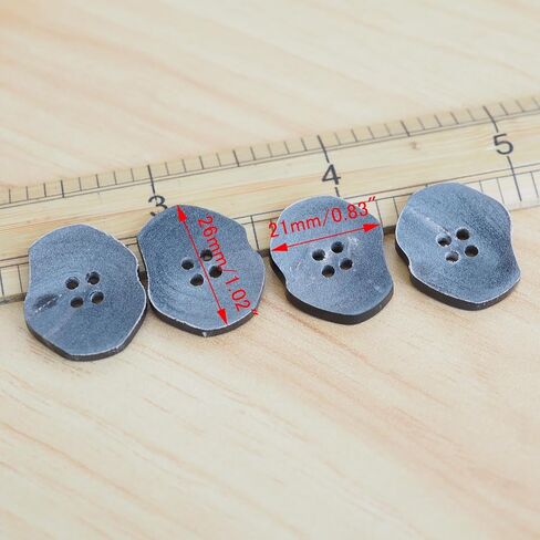 4Pcs Unique Vintage Inspired Irregular Shape Horn Buttons,26mm/1.3"*21mm/0.83",for Sewing Craft, DIY Handmade Decoration Knitting Card Making Home Decor Repair in Saudi Arabia