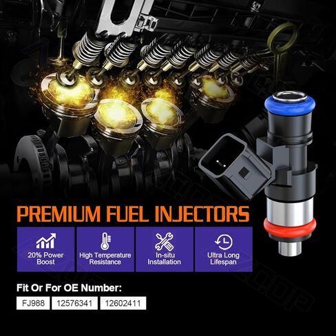 12576341 Fuel Injectors Compatible with Chevy 6.2 Camaro 2010-2015, Corvette 2008-2011, Compatible with Chevy 7.0 Camaro 2014-2015, Corvette 2006-2013, Replace# 0280158051, FJ988 |4 Holes| |Set of 8| in Saudi Arabia