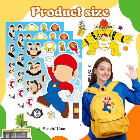 Make-a-Face Stickers Set - 32-Piece with 8 Designs (4 of Each), Mix & Match DIY Craft for Kids & Teens - Perfect for Party Decor, Rewards, and Creative Fun - PVC Material, Waterproof, Repositionable in Saudi Arabia