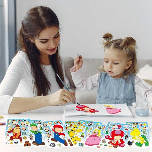 Make-a-Face Stickers Set - 32-Piece with 8 Designs (4 of Each), Mix & Match DIY Craft for Kids & Teens - Perfect for Party Decor, Rewards, and Creative Fun - PVC Material, Waterproof, Repositionable in Saudi Arabia