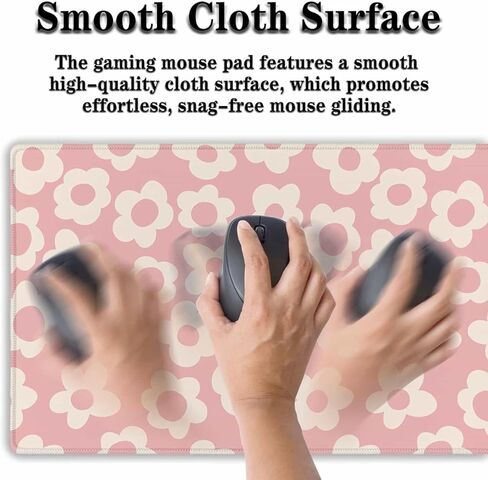 Extra Large Mouse Pad Pink Gaming Desk Mats Desk Decor for Woman Office Cubicle Large Desk Pads Mat Mouse Pad Non-Slip Rubber Base 35.4 X 15.7 for Game Office, Groovy Flowers in Saudi Arabia