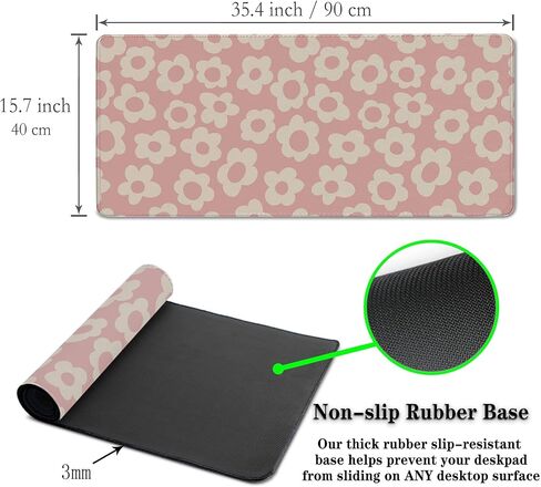 Extra Large Mouse Pad Pink Gaming Desk Mats Desk Decor for Woman Office Cubicle Large Desk Pads Mat Mouse Pad Non-Slip Rubber Base 35.4 X 15.7 for Game Office, Groovy Flowers in Saudi Arabia