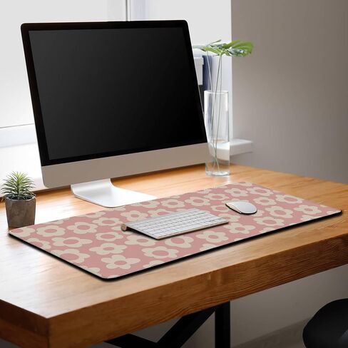 Extra Large Mouse Pad Pink Gaming Desk Mats Desk Decor for Woman Office Cubicle Large Desk Pads Mat Mouse Pad Non-Slip Rubber Base 35.4 X 15.7 for Game Office, Groovy Flowers in Saudi Arabia