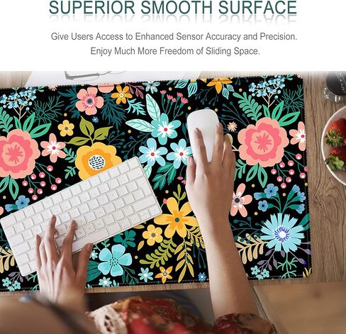 XXL Large Gaming Mouse Pad & Desk Protector (80x30cm) with Non-Slip Base, Waterproof Surface | XXL Mouse Pad with Stitched Edges for Office Work, Gaming, Home Desk - Blooming Floral in Saudi Arabia