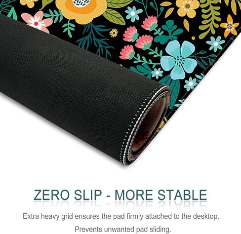 XXL Large Gaming Mouse Pad & Desk Protector (80x30cm) with Non-Slip Base, Waterproof Surface | XXL Mouse Pad with Stitched Edges for Office Work, Gaming, Home Desk - Blooming Floral in Saudi Arabia