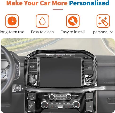 مجموعة إكسسوارات داخلية من ألياف الكربون مكونة من 12 قطعة من JeCar لسيارة Ford F150 2021-2025 - غطاء لوحة ناقل الحركة لوحدة التحكم المركزية، غطاء لوحة القيادة، ترقية الديكور in Kuwait