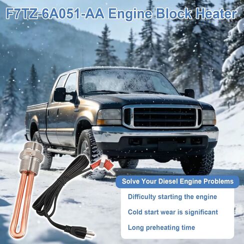 F7TZ-6A051-AA Diesel Engine Block Heater Assembly, Compatible with Ford F250 F350 7.3L Powerstroke Diesel 1995-2003, 120V 1000W 3/4" NPT Cable in Saudi Arabia
