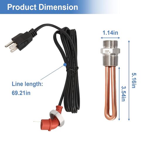 F7TZ-6A051-AA Diesel Engine Block Heater Assembly, Compatible with Ford F250 F350 7.3L Powerstroke Diesel 1995-2003, 120V 1000W 3/4" NPT Cable in Saudi Arabia