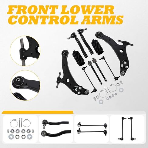 12PCS Front Lower Control Arms Compatible with Camry ES300 2002-2003 Suspension kit Tie Rod Sway Bar in Kuwait