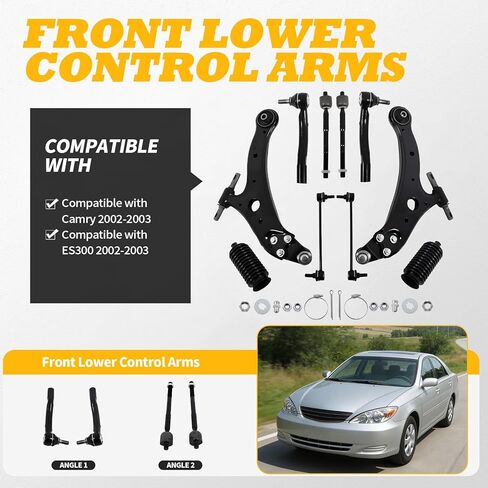 12PCS Front Lower Control Arms Compatible with Camry ES300 2002-2003 Suspension kit Tie Rod Sway Bar in Kuwait