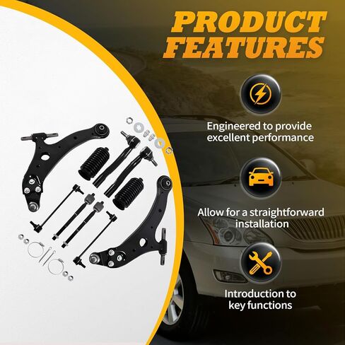 12PCS Front Lower Control Arms Compatible with Camry ES300 2002-2003 Suspension kit Tie Rod Sway Bar in Kuwait