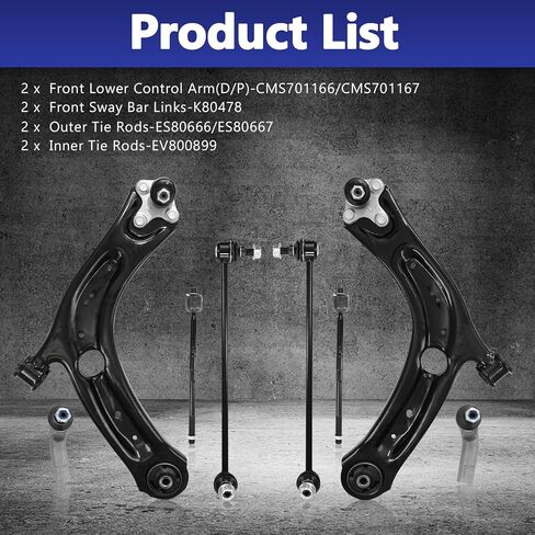 Control Arm, Replacement For Lower Suspension Kit with Tie Rod Sway Bar Link Compatible With 2019-2024 AUDI Q3, Replacement For 2018-2024 VOLKSWAGEN TIGUAN - 8 Pcs in Kuwait