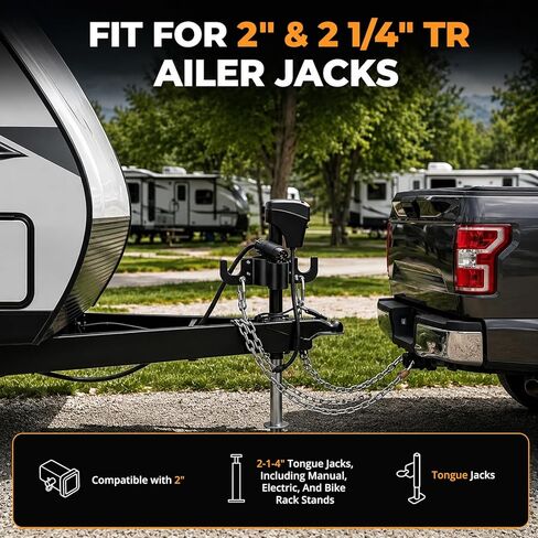 Upgraded Aluminum Trailer Towing Chain Organizer with 7-Way Plug Holder, Heavy Duty Towing Organizer for 2" & 2-1/4" Tongue Jack, RV, Anti-Rust Camper Hitch Cable Wire Management Accessories in Saudi Arabia